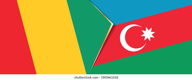 Guinea and Azerbaijan flags, two vector flags symbol of relationship or confrontation.