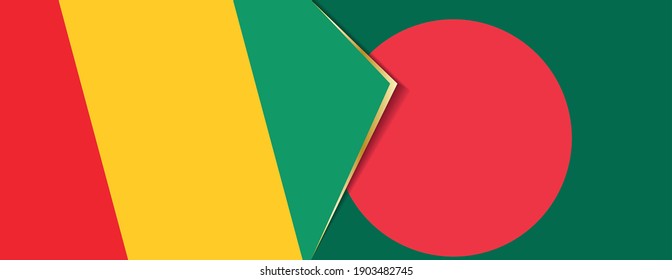 Guinea and Bangladesh flags, two vector flags symbol of relationship or confrontation.