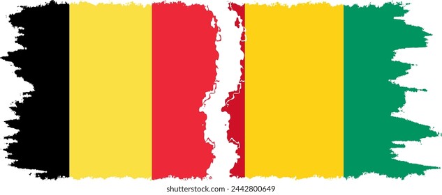Guinea and Belgium grunge flags connection, vector
