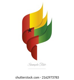 Guinea Bissau abstract 3D wavy flag red yellow green modern Bissau Guinean ribbon torch flame strip logo icon vector