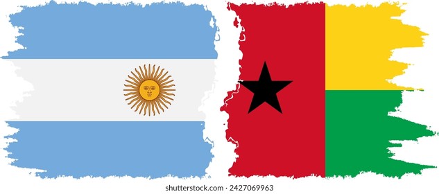 Guinea Bissau and Argentina grunge flags connection, vector