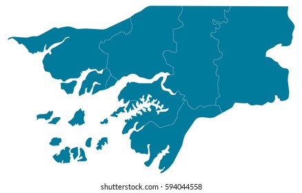 guinea Bissau blue map vector