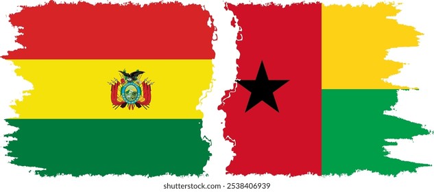 Conexión de banderas grunge de Guinea Bissau y Bolivia, Vector