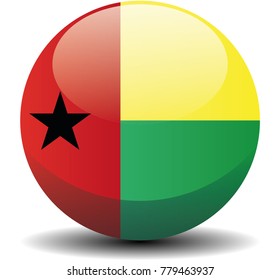 Guinea Bissau circle button flag background texture. Vector illustration.
