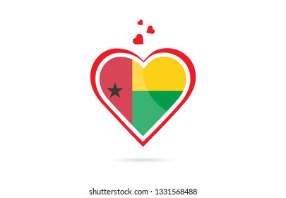 Guinea Bissau country flag inside love heart  design suitable for a logo icon design