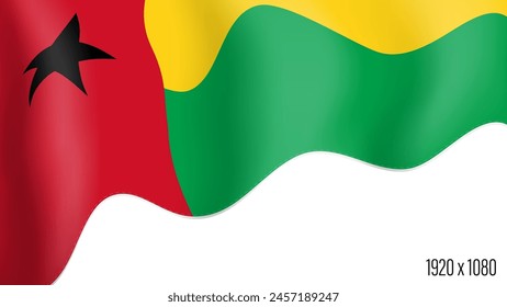 Guinea Bissau country flag realistic independence day background. Guinea Bissau commonwealth banner in motion waving, fluttering in wind. Festive patriotic HD format template for independence day