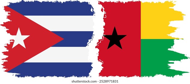 Guinea Bissau and  Cuba grunge flags connection, vector