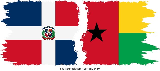 Conexión de banderas grunge de Guinea Bissau y República Dominicana, Vector