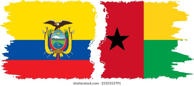 Guinea Bissau and Ecuador grunge flags connection, vector