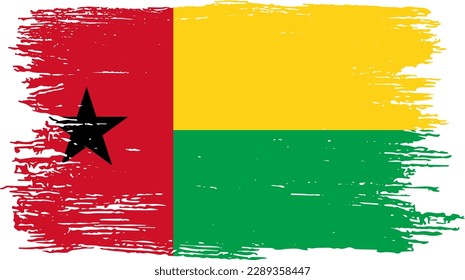 Guinea Bissau flag with brush paint textured isolated  on png  background