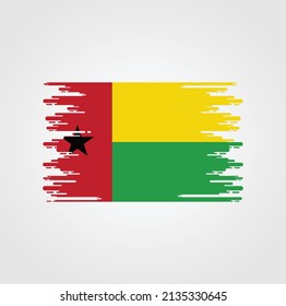 Guinea Bissau Flag Brush Strokes. National Flag