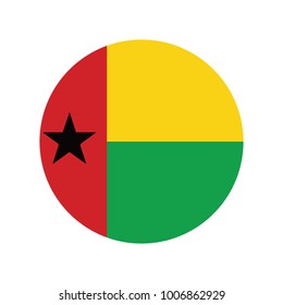 Guinea Bissau flag button on a white background. Vector illustration.