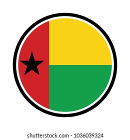 Guinea Bissau flag button on a white background. Vector illustration.