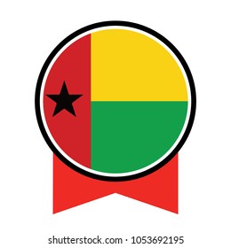 Guinea Bissau flag button on a white background. Vector illustration.