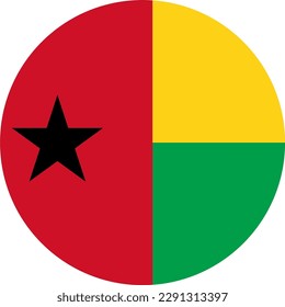 Guinea Bissau flag button on white background 