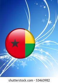 Botón de bandera de Guinea Bissau sobre fondo de luz abstracta Ilustración original