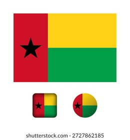 Coleção de Ícones Planos de Bandeira de Guiné-Bissau