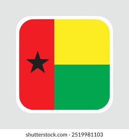 Bandeira da Guiné-Bissau, vetor quadrado plano com cantos arredondados e borda branca. ilustração vetorial	