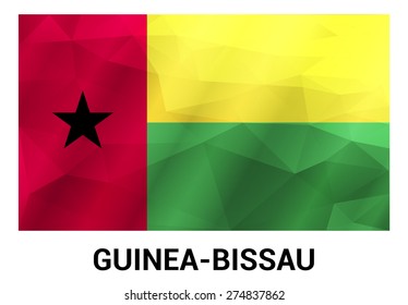 Guinea Bissau Flag, geometric polygonal shapes. Vector illustration.