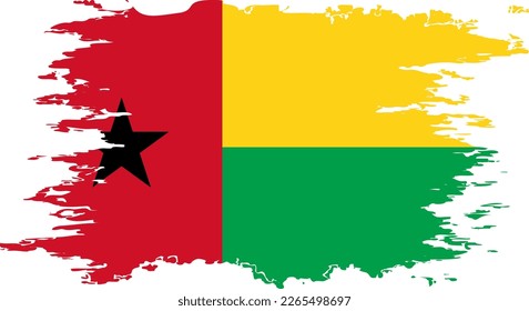 Guinea Bissau flag grunge brush color image, vector