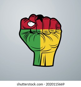 Guinea Bissau Flag with Hand Design isolated on white background. Vector illustration