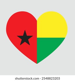 Guinea Bissau flag heart shaped. Love symbol. Vector illustration