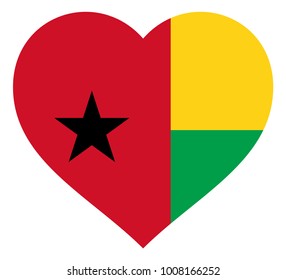guinea bissau flag in heart vector illustration sign. Flag of guinea bissau in the shape of Heart with contrasting contour, symbol of love for his country or valentine day, patriotism.