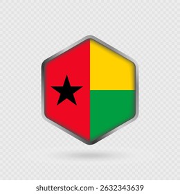 Guinea Bissau Flag Icon in Hexagon Shape.