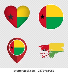 Guinea Bissau Flag Icons Pack. Vector illustration.