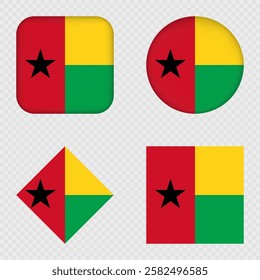 Guinea Bissau Flag Icons Pack. Vector illustration.