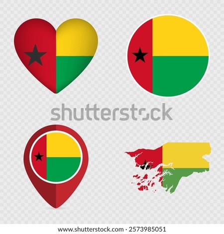 Guinea Bissau Flag Icons Pack. Vector illustration.