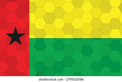 Guinea Bissau flag illustration. Futuristic Guinean flag graphic with abstract hexagon background vector. Guinea Bissau national flag symbolizes independence.