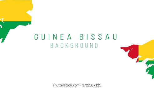 Fondo del mapa de la bandera de Guinea Bissau. La bandera del país en forma de fronteras. Ilustración vectorial de material aislada en fondo blanco.
