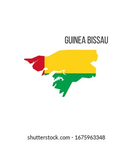 Guinea Bissau flag map. The flag of the country in the form of borders. Stock vector illustration isolated on white background.