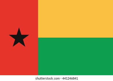 Guinea Bissau flag official of the right proportions, star stylish vector illustration EPS10
