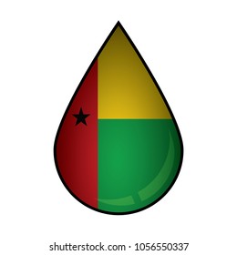 The Guinea Bissau flag painted on 3D water drop