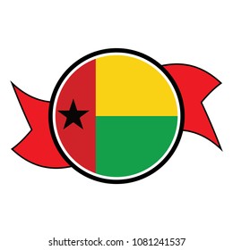 Guinea Bissau flag in round button of icon. flag logo of Guinea Bissau emblem isolated on white background, Guinea Bissau national concept sign, Vector illustration.
