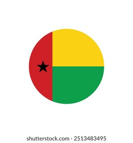 Bandera de Guinea Bissau en Ilustración vectorial redonda, ícono redondo de Guinea Bissau, símbolo, Botón	
