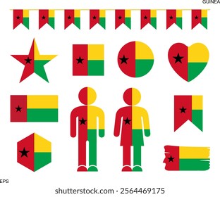 Guinea Bissau flag set. Isolated Guinea Bissau flag on white background