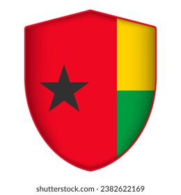 Guinea Bissau flag in shield shape. Vector illustration.