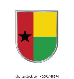 Guinea Bissau flag with silver frame vector design