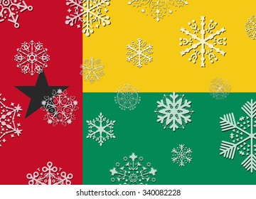 guinea bissau flag with snowflakes