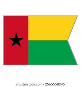 Guinea Bissau flag vector design and illustration , National flag country with original color, Pennon flag