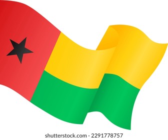 Guinea Bissau  flag  wave isolated on png or transparent background 