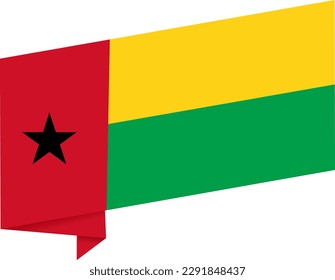 Guinea Bissau  flag  wave isolated on png or transparent background 