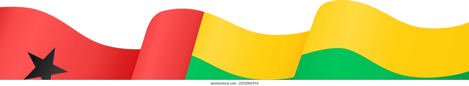 Guinea Bissau  flag  wave isolated on png or transparent background 