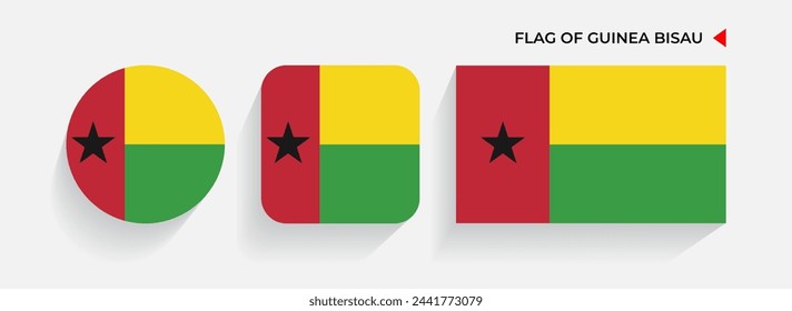 Guinea Bissau Flags arranged in round, square and rectangular shapes