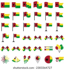 Guinea-Bissau Flaggen Symbol Set, Guinea-Bissau Unabhängigkeitstag Symbol Vektorsymbol