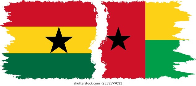 Guinea Bissau and Ghana grunge flags connection, vector