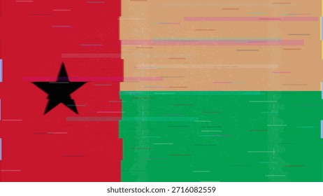 Vector Video de bandera de falla de Guinea Bissau, distorsión dividida RGB, ilustración de marco abstracto digital